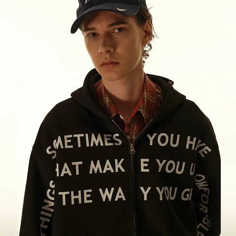 PFNW Men's Sweatshirt 2025FW 400G American Letter Print Hooded Trendy Korea fashion long sleeve male tops 28W8464
