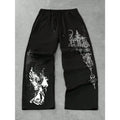 Men's and Women's Y2K Gothic Angel Print Wide Leg Sports Pants Street Wear Hip-hop Casual Drawstring Pants Harajuku Street Style