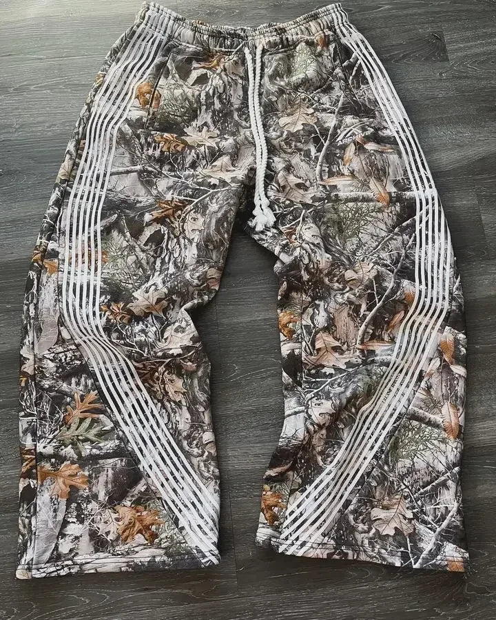 Sweatpants Y2K Pants Womens Mens American  Hip Hop Retro Camo Graphic Baggy Casual Pants Elastic Waist Jogging Trousers