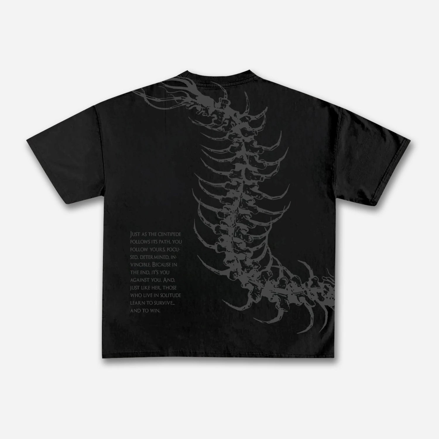 Vintage Dark Centipede Skeletal Graphic Cotton Print T-shirt Men Y2K Summer Short Sleeves Oversize T-shirt Women Casual Tee Tops