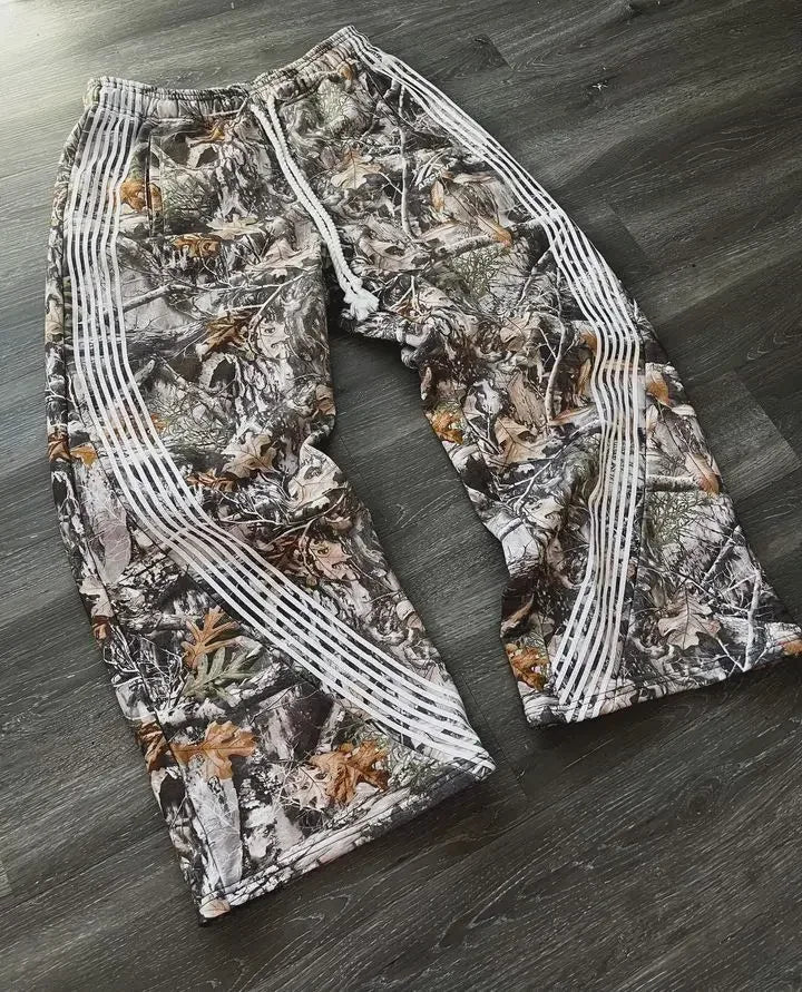 Sweatpants Y2K Pants Womens Mens American  Hip Hop Retro Camo Graphic Baggy Casual Pants Elastic Waist Jogging Trousers