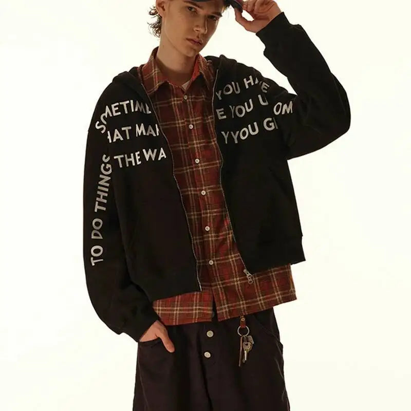 PFNW Men's Sweatshirt 2025FW 400G American Letter Print Hooded Trendy Korea fashion long sleeve male tops 28W8464