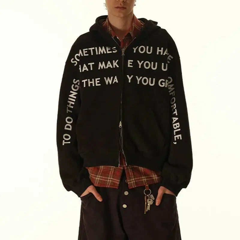 PFNW Men's Sweatshirt 2025FW 400G American Letter Print Hooded Trendy Korea fashion long sleeve male tops 28W8464