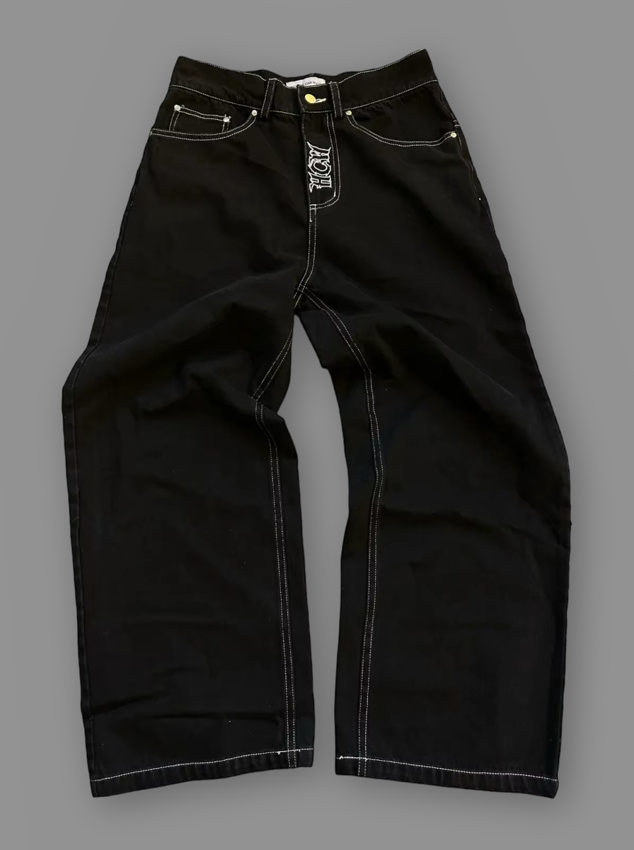 Y2K Hip-Hop Gothic Pattern Print Jeans American Retro High Street Men Women Baggy Oversized Wide Leg Denim Pants Slouchy NM34